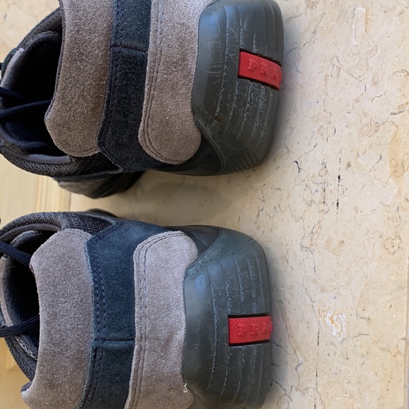 Prada suede sneakers. Sz 11. Blue/grey side w/dark grey mesh.Worn once inside !! - Picture 10 of 12